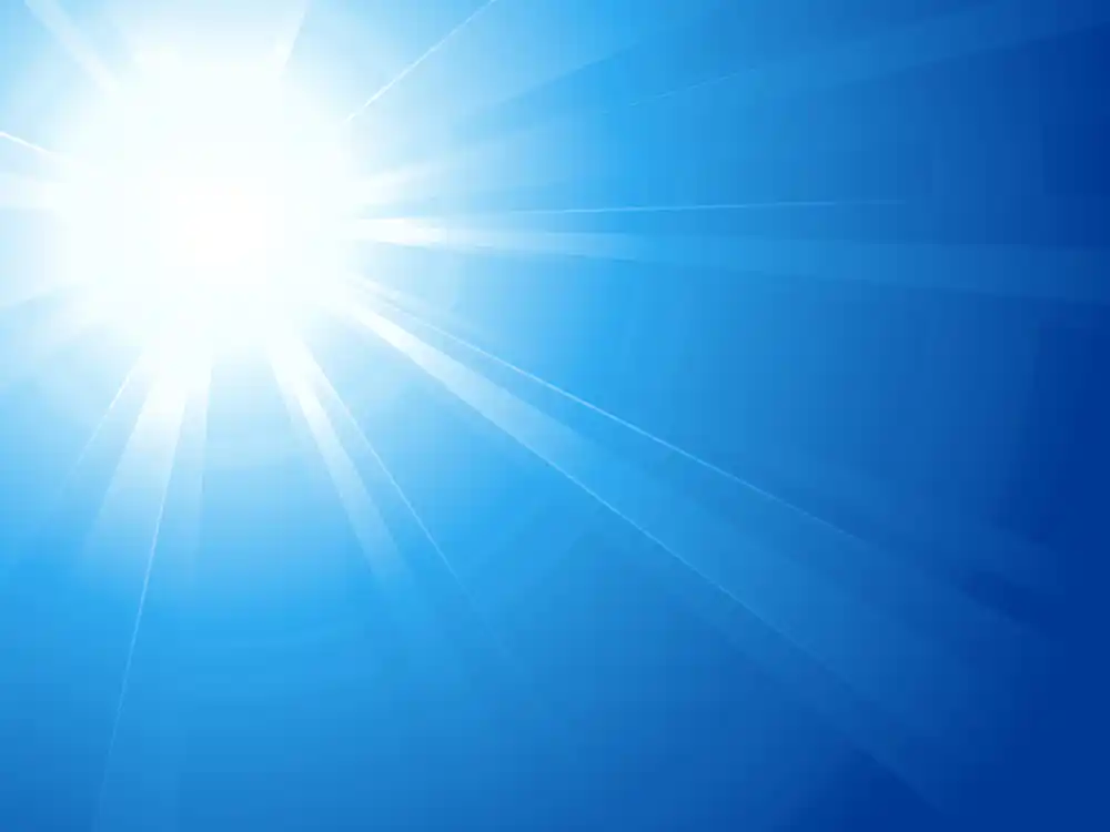 blue sky with bright sun