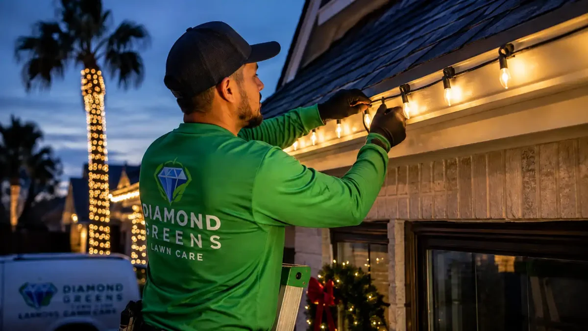 hanging Christmas lights